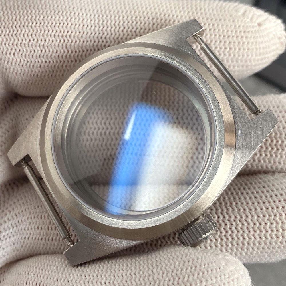 New 38mm AR Sapphire 20ATM Brushed Steel Watch Case Fit NH35 ETA2824 Miyota 8215