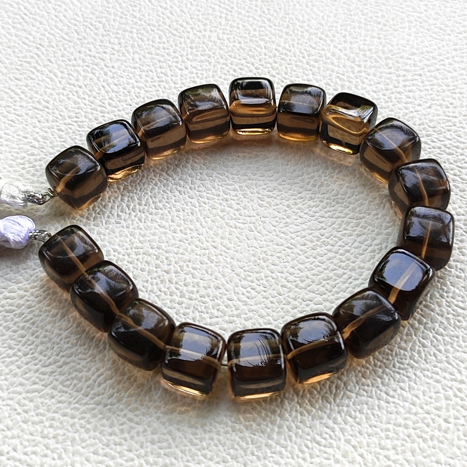 Smoky Quartz Beads 10mm Smooth Cube Brazil Gemstone 7″ Strand DIY Jewelry Making