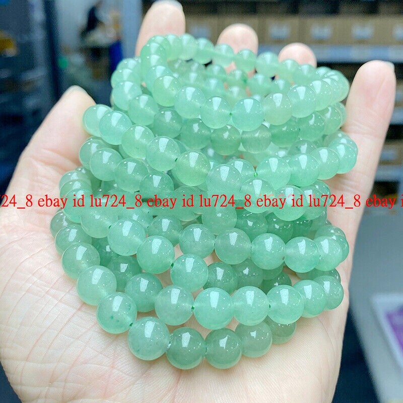 Wholesale 10 Pcs 6/8/10/12mm Green Aventurine Round Gems Beads Bracelet 7.5″