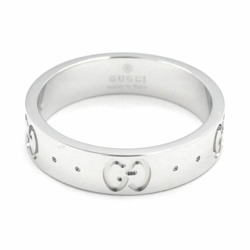 Gucci Icon Slim Ring US 4.5 7.5 K18WG Interlocking G Flat Logo