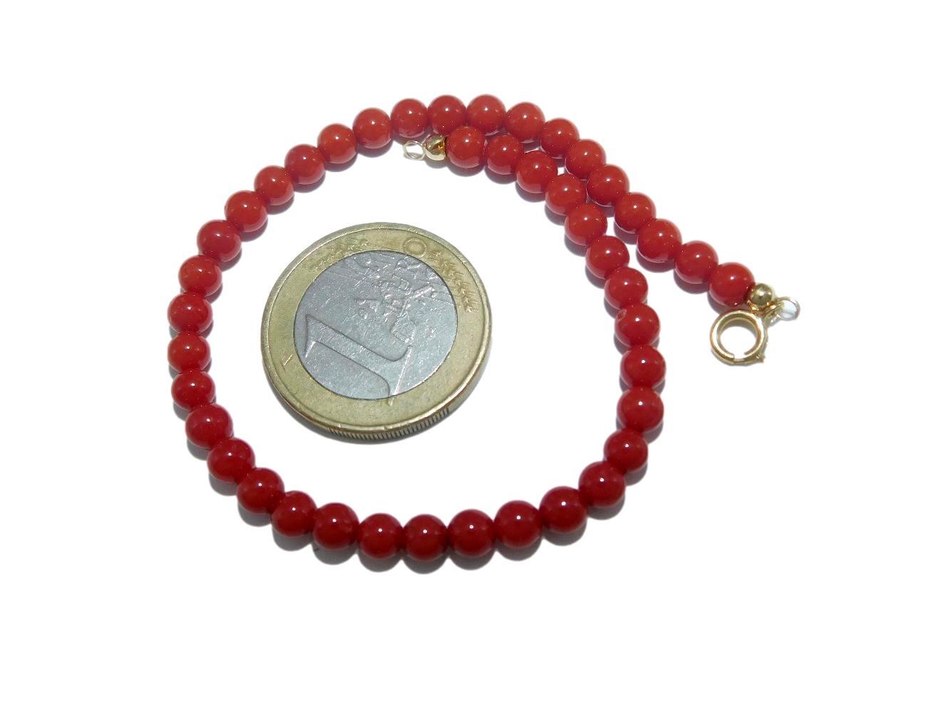 Bracciale da Donna in Corallo Rosso e Oro 18 kt Braccialetto di Pietre con 750