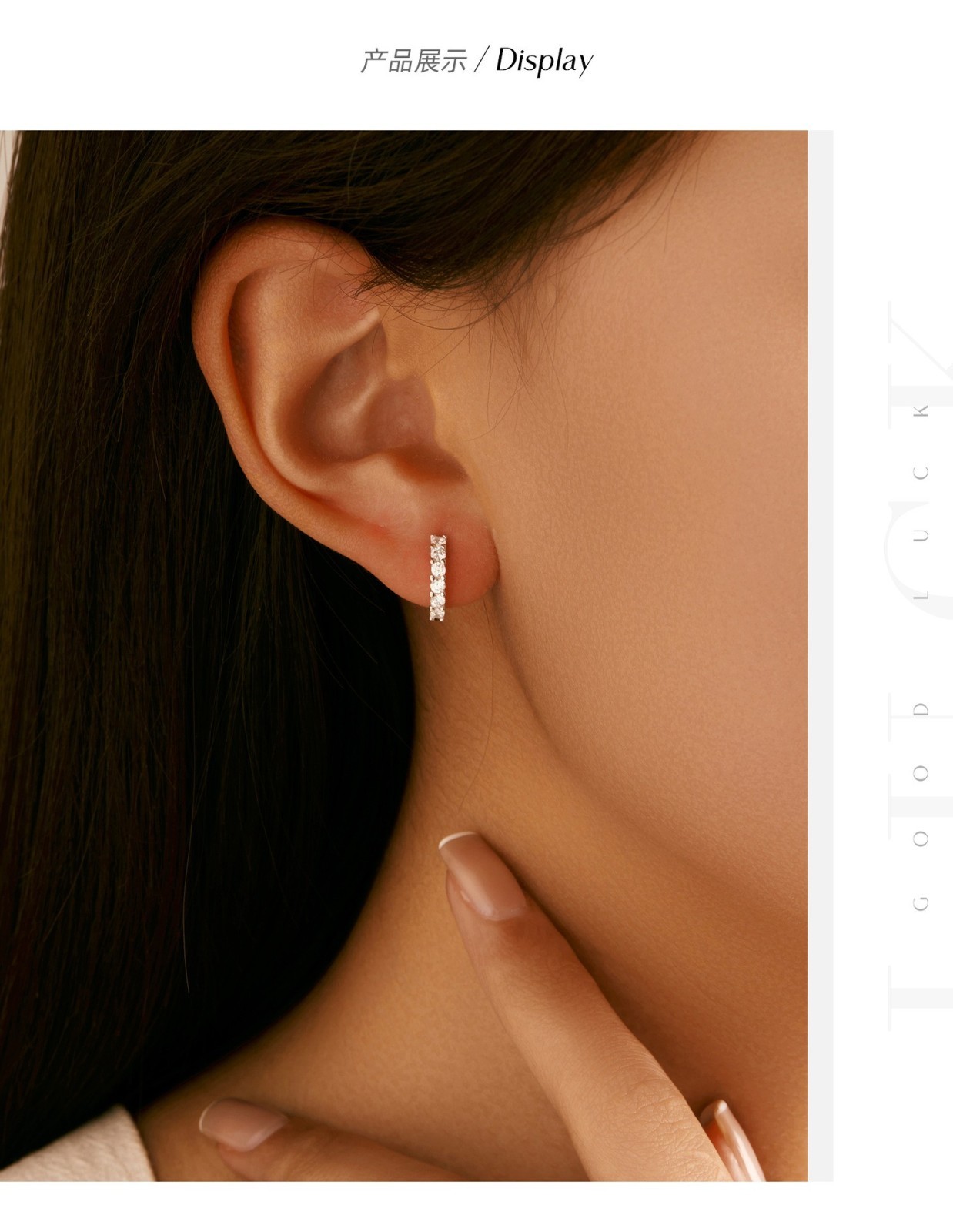 925 Sterling Silver D Color VVS1 Moissanite Pave Huggie Hoop Earrings