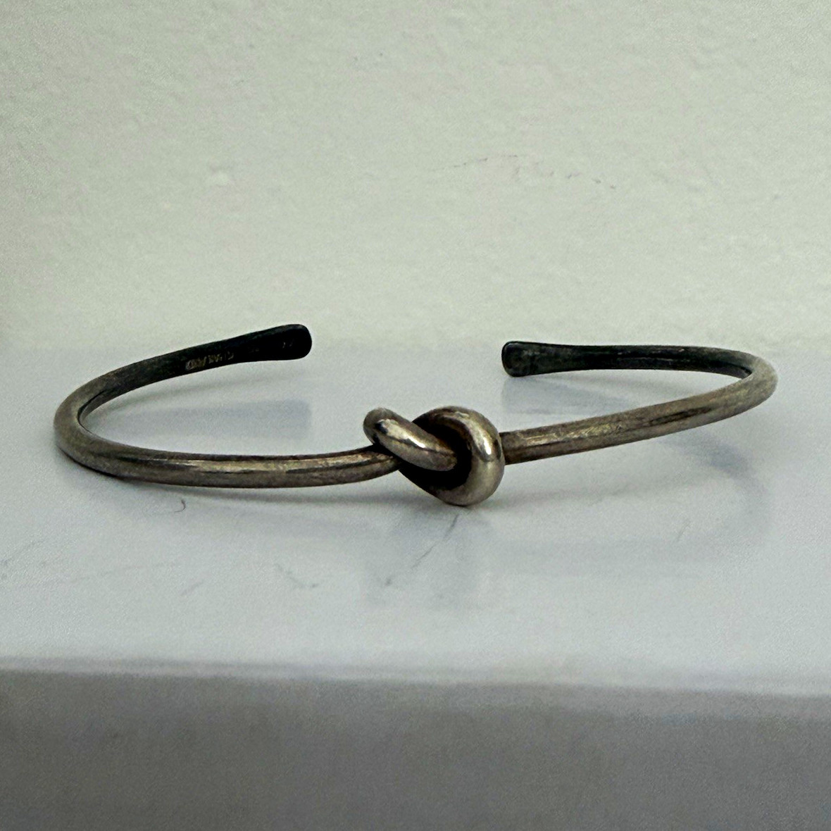 Vintage CG Creations 925 Sterling Silver Love Knot Cuff Bracelet Thailand Signed