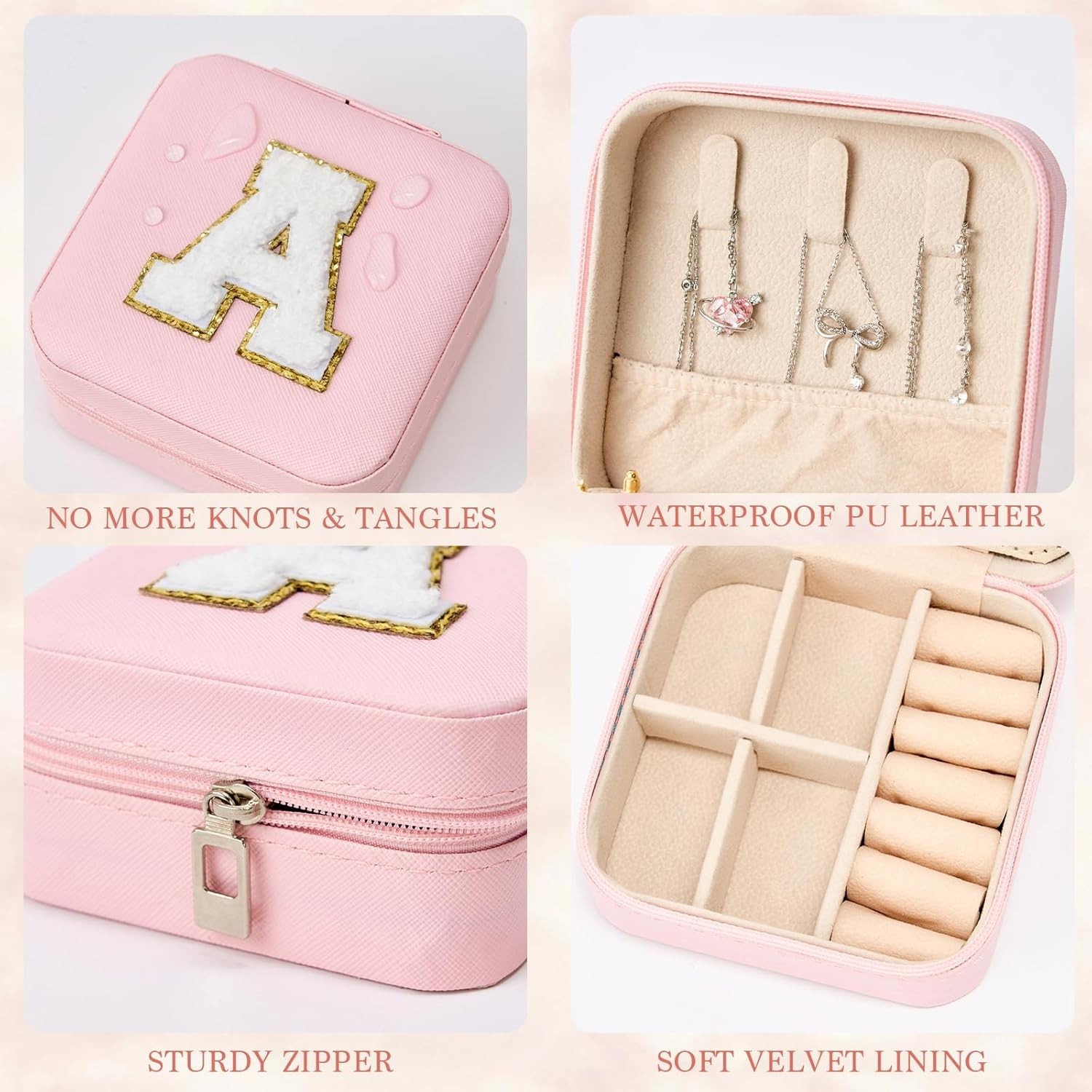 Nayno Travel Jewelry Case Small Accessories Box Personalized “J” Women Girl Gift