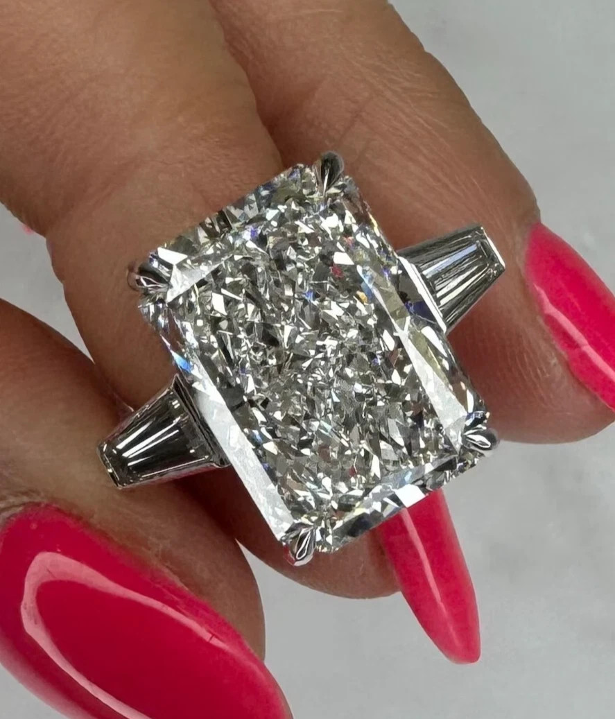 Certified 7.60 Cts Radiant Cut Diamond Wedding Ring, Engagement Ring, Gift