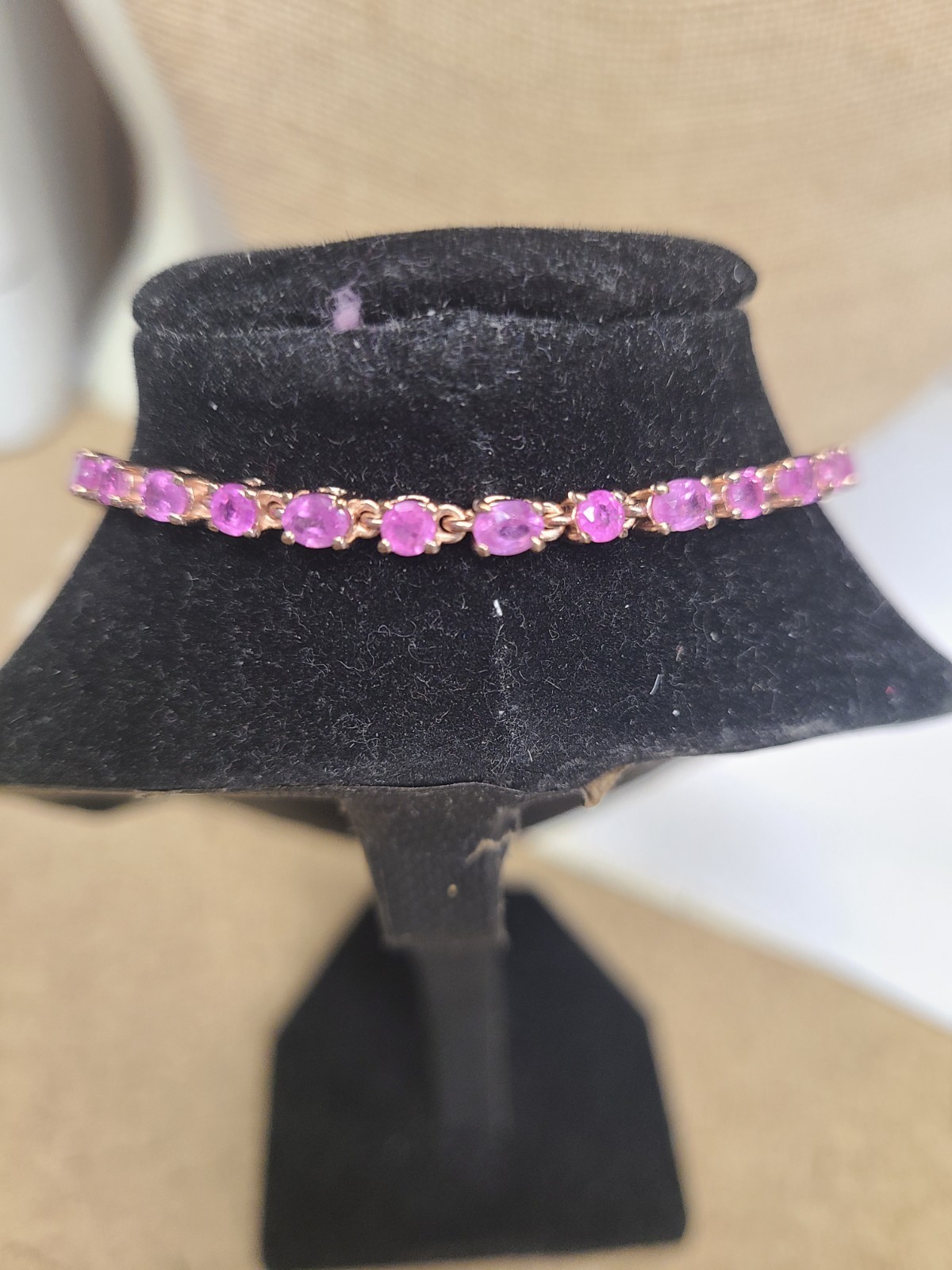 D’Joy Ilakaka Hot Pink Sapphire (FF) and Moissanite 10.00 ctw Floral Bracelet in