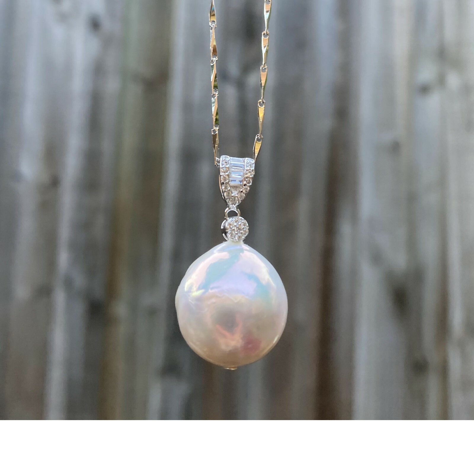16mm Kasumi white freshwater Pearl high luster sterling silver Pendant necklace