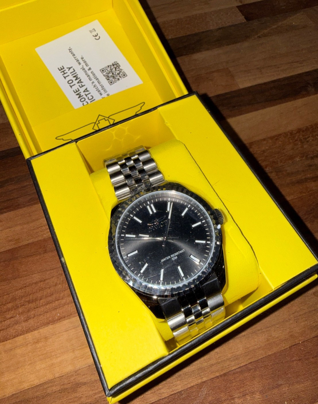 Invicta Men’s Stainless Steel Black Dial Quartz Watch with Original Box