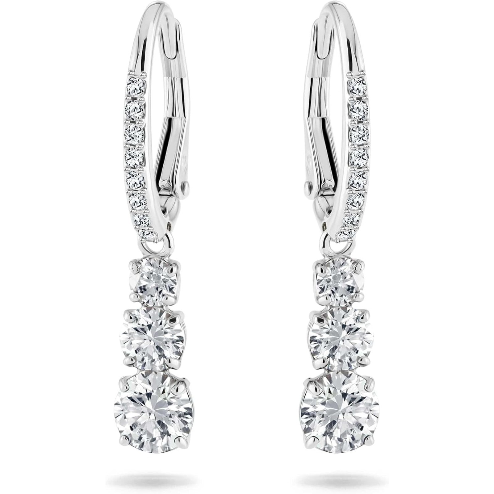 Stilla Attract Hoop Earrings Round Cut, White, Rhodium Plated 5416155