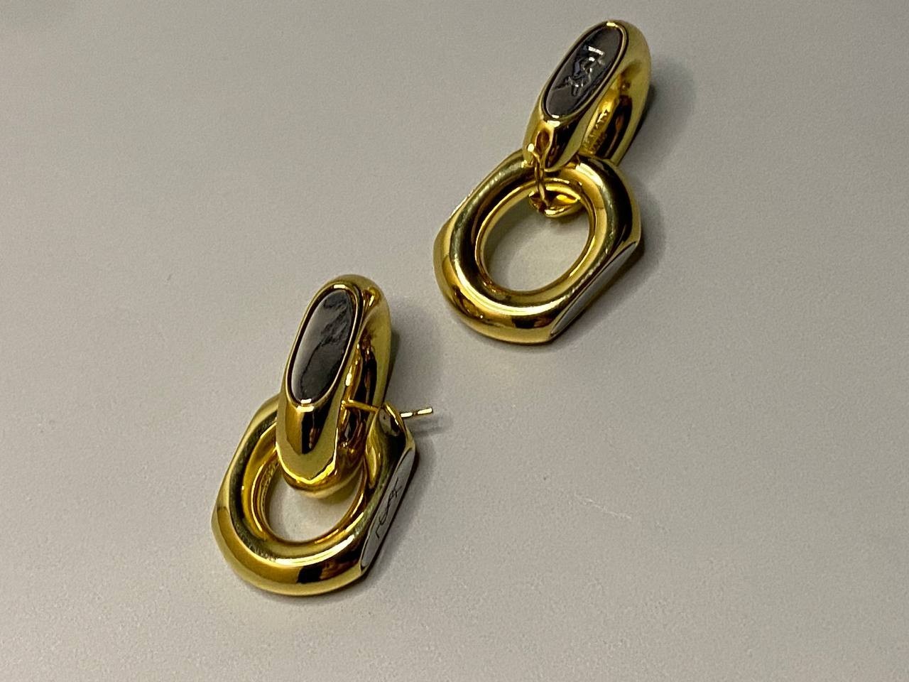 Yves Saint Laurent Gold Interlocking Link Earrings