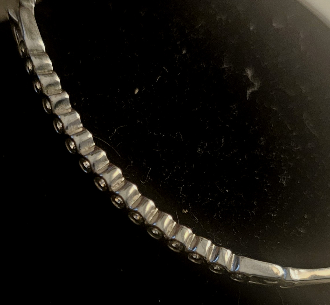 Henri Bendel Bangle Bracelet Silver/ Clear Stones Original Stamped