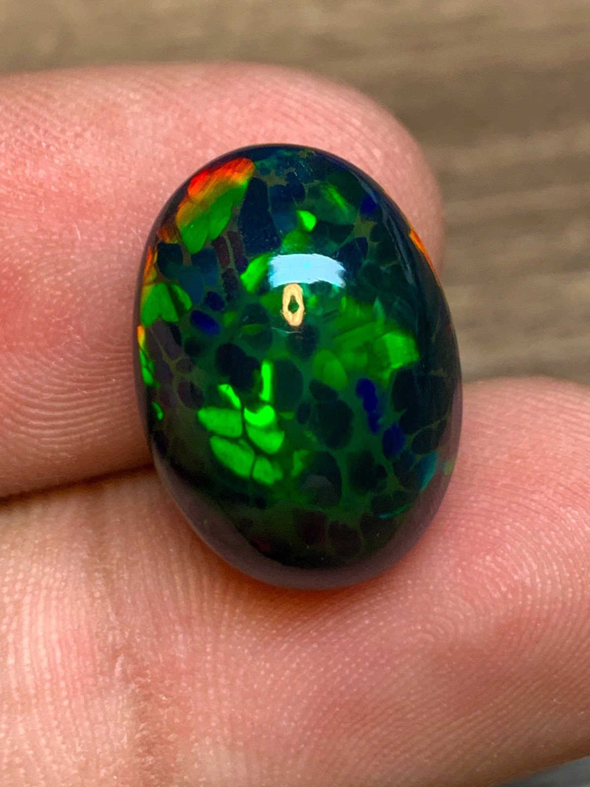 Ethiopian Honeycomb Black Opal 13x18mm Oval Cabochon 8.6crt Gemstone for Jewelry