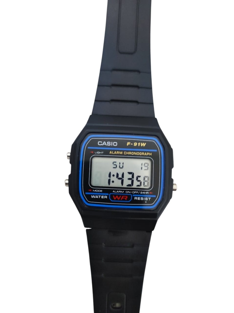 Casio F-91W Digital Watch 593 Black Resin Alarm Chronograph Tested Works