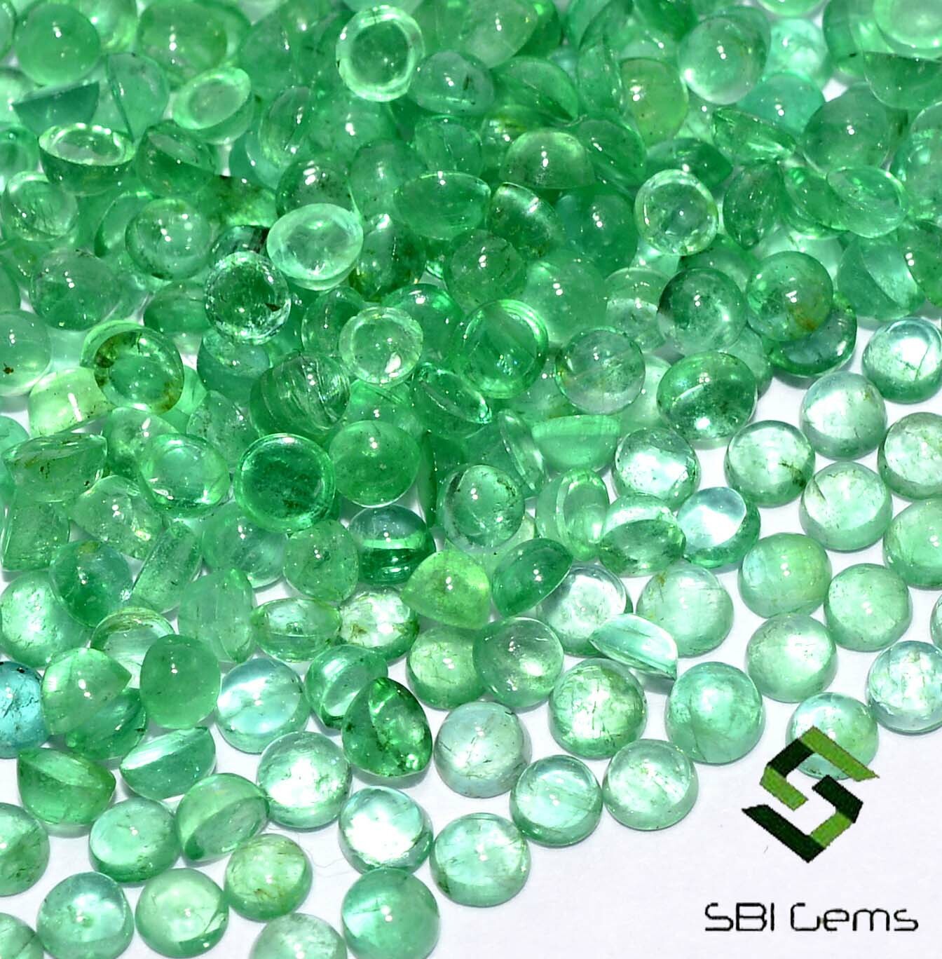 Natural Emerald Round Cabochon 2.50 To 3 mm Lot 335 Pcs Untreated Loose Gemstone