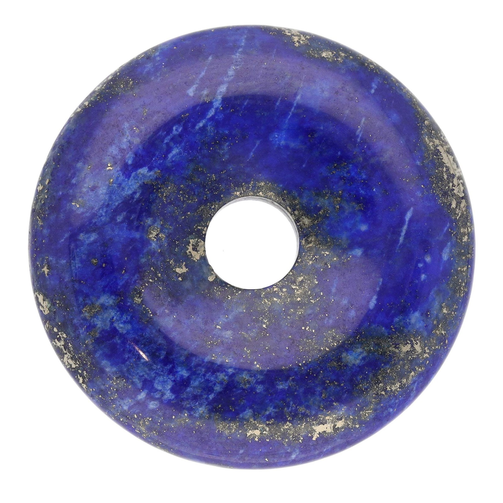 Lapis Lazuli Donut 40mm Pendant with Cotton Ribbon | Gemstone Jewellery