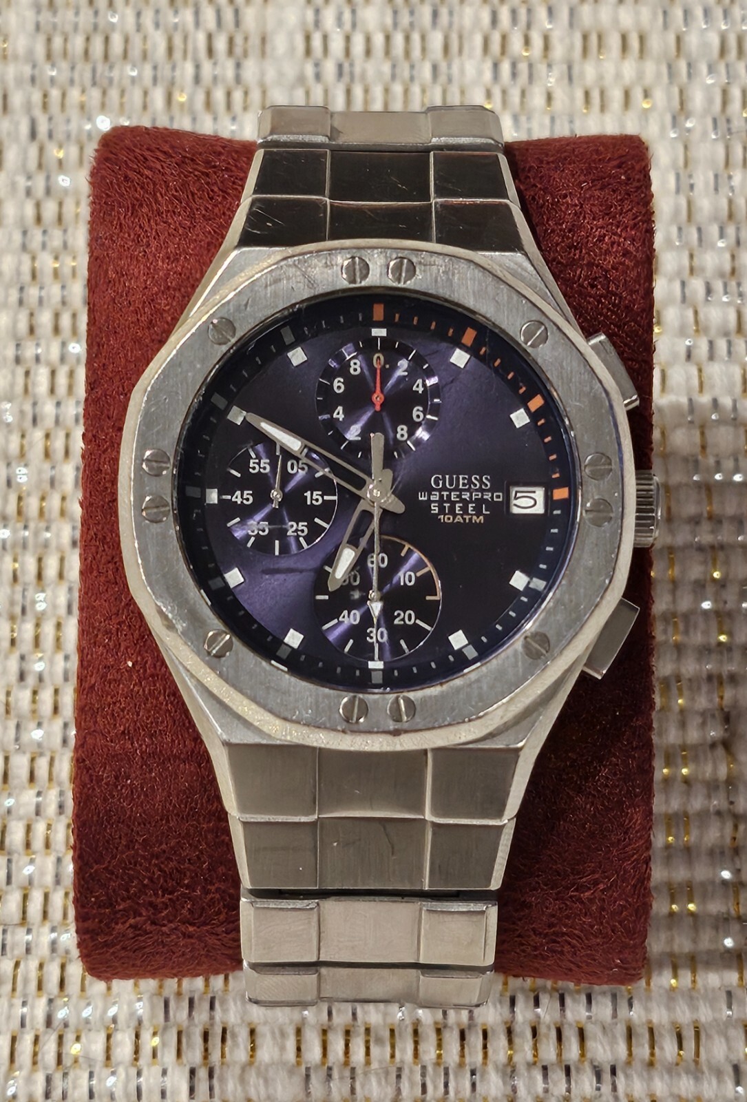 Guess Waterpro Steel Watch Date Chronograph VD57B 10 ATM 100 Meters