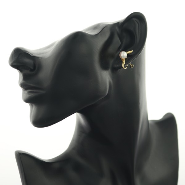 Auth Mikimoto Earrings Akoya Pearl 7.0mm 18K 750 Yellow Gold