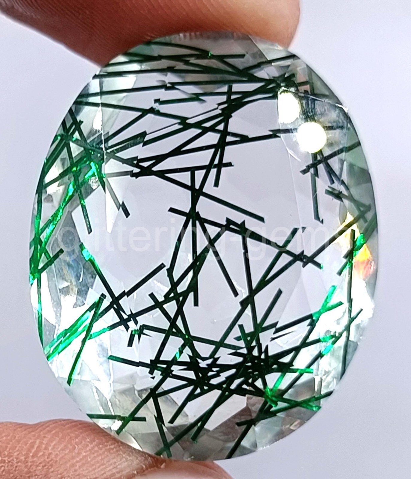 Green Rutilated Quartz 74.65 Ct Oval Cut IGL Transparent Loose Gems 5AJ