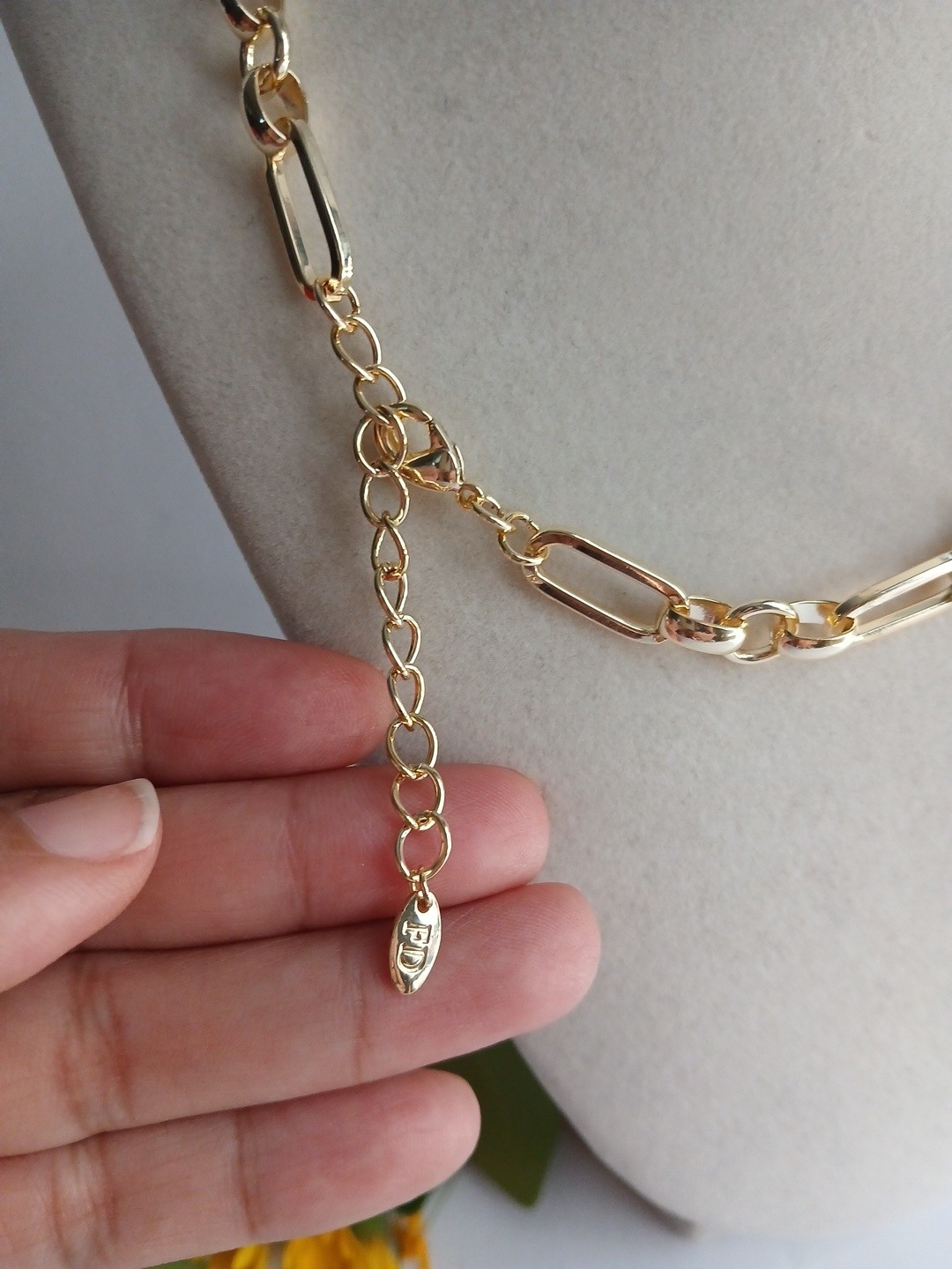 Collar de flores con Circonia Cubica Oro Laminado , Gold Filled