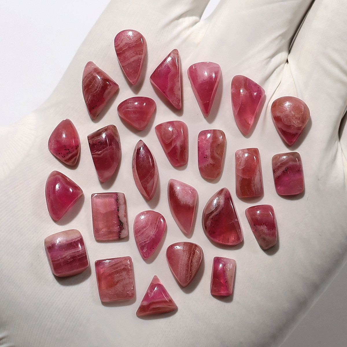 25 PC Blush Wave Cobalt Calcite Cabochons – 8mm-14.7mm – Organic Banding Parcel