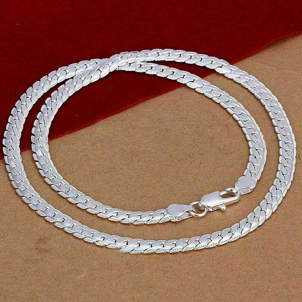 925 Sterling Silver 5mm Width Snake Flat Chain Men’s women’s Necklace 18″-24″