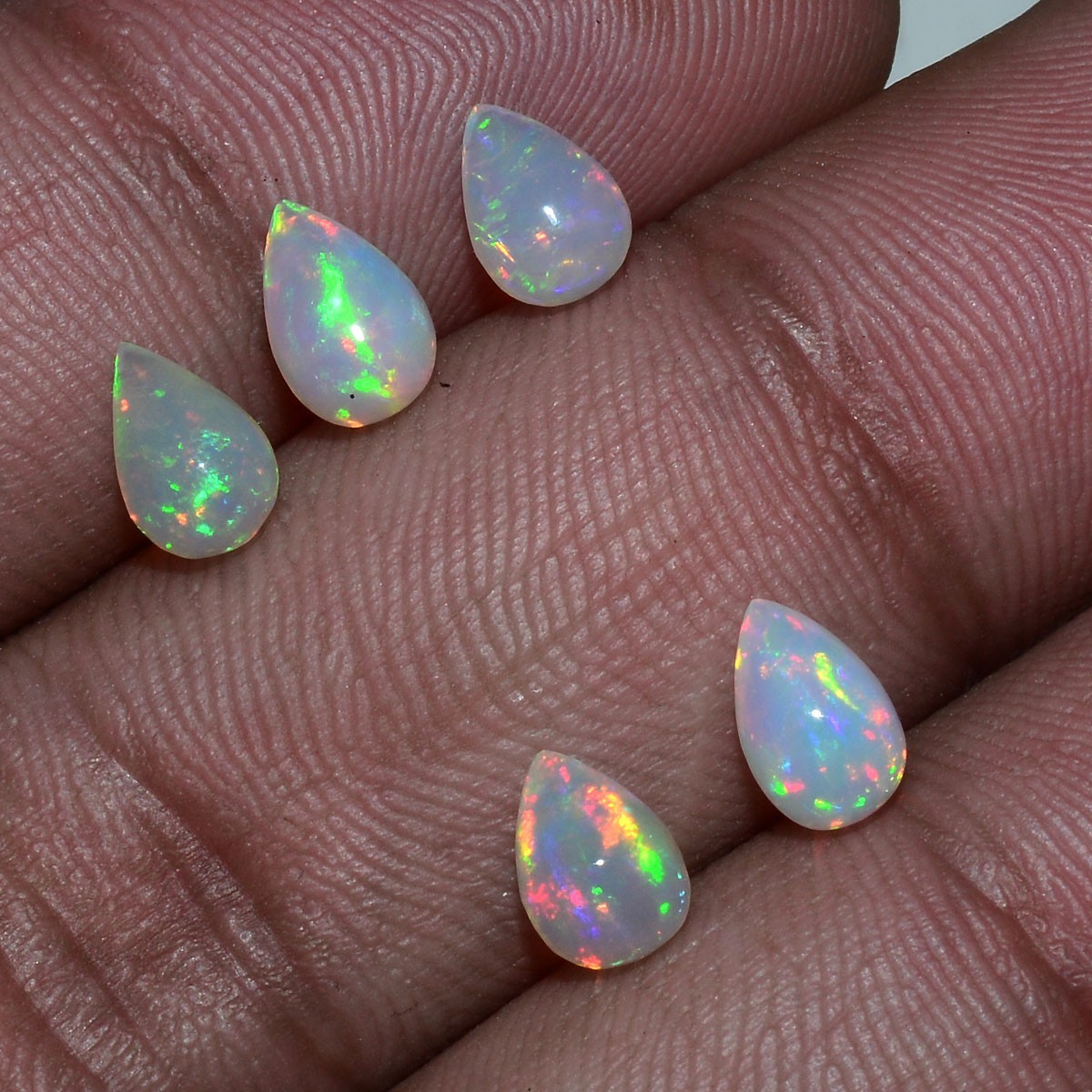 Set 5 Pcs Natural Ethiopian Opal Hi-Grade Teardrop Undrilled Loose Gemstones Lot