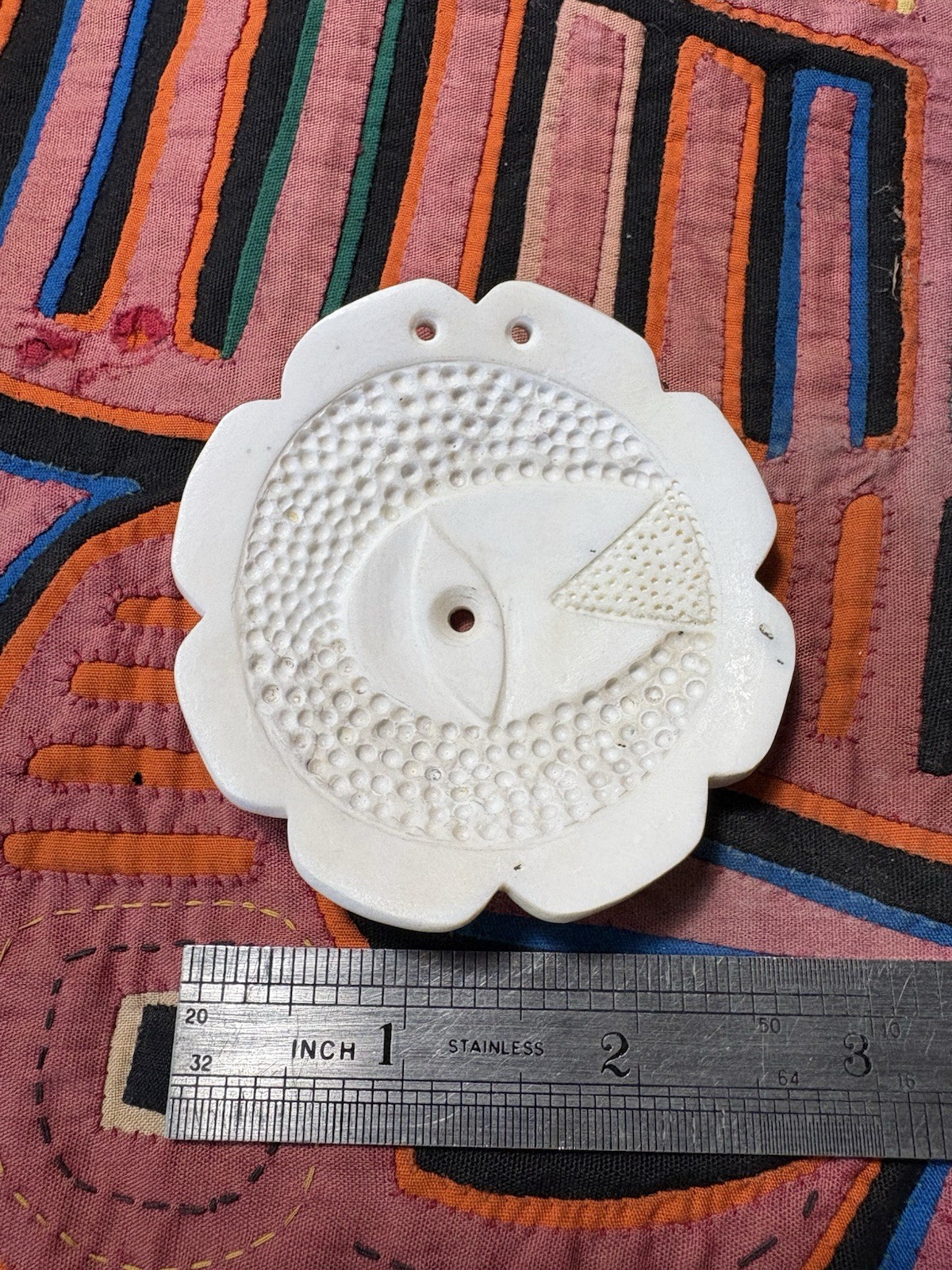 Forked Eye Shell Gorget Made From Manasota Food Shell 2.75” Handmade