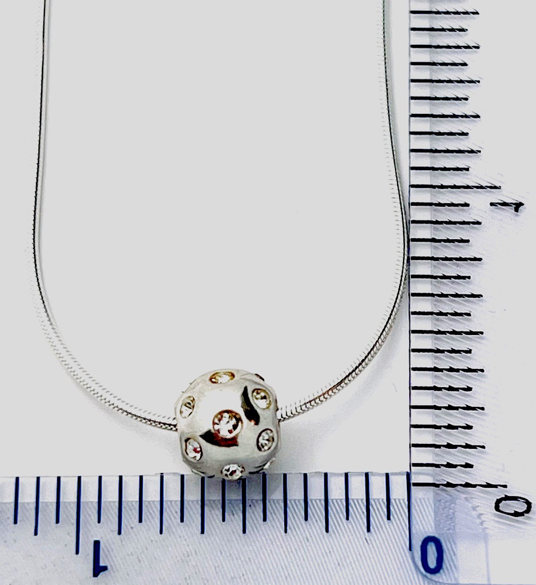 Sterling Silver 925 6.3 Gram 16 CZ Ball Snake Necklace 16”+2” Ext