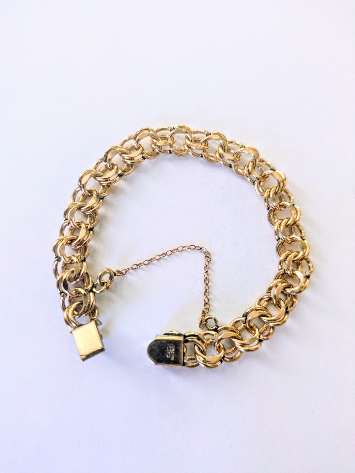 Beautiful Vintage ELCO 12kt Gold Filled Double Link Charm Bracelet