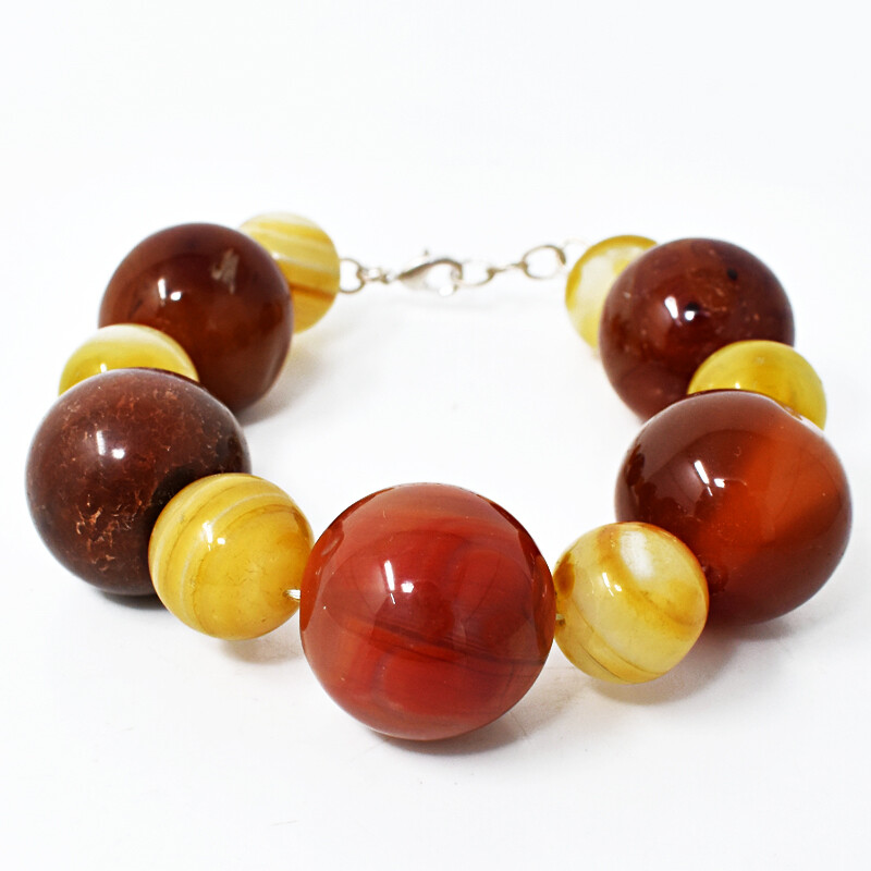 700.00 Cts Natural 8″ Long Carnelian & Agate Round Beads Bracelet NK-27E248