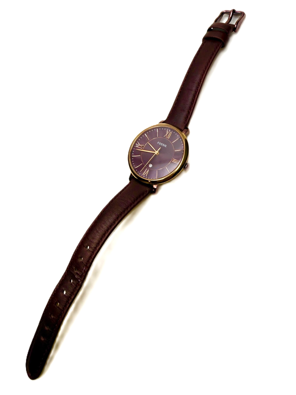 FOSSIL ES4099 JACQUELINE ROSE GOLD CORDOVAN BROWN LEATHER STRAP LADIES WATCH