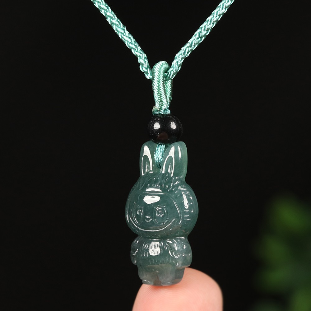 Certified Grade A Green 100% Natural Burma Jadeite Jade Pendant Labubu 拉布布 01988