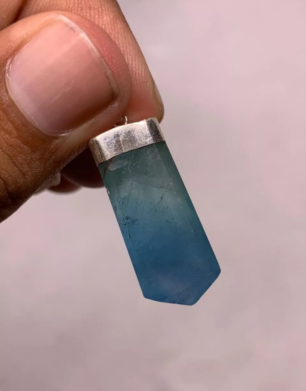 Top Quality Gemstone Blue Fluorite Pendant 925 Sterling Silver Pendant