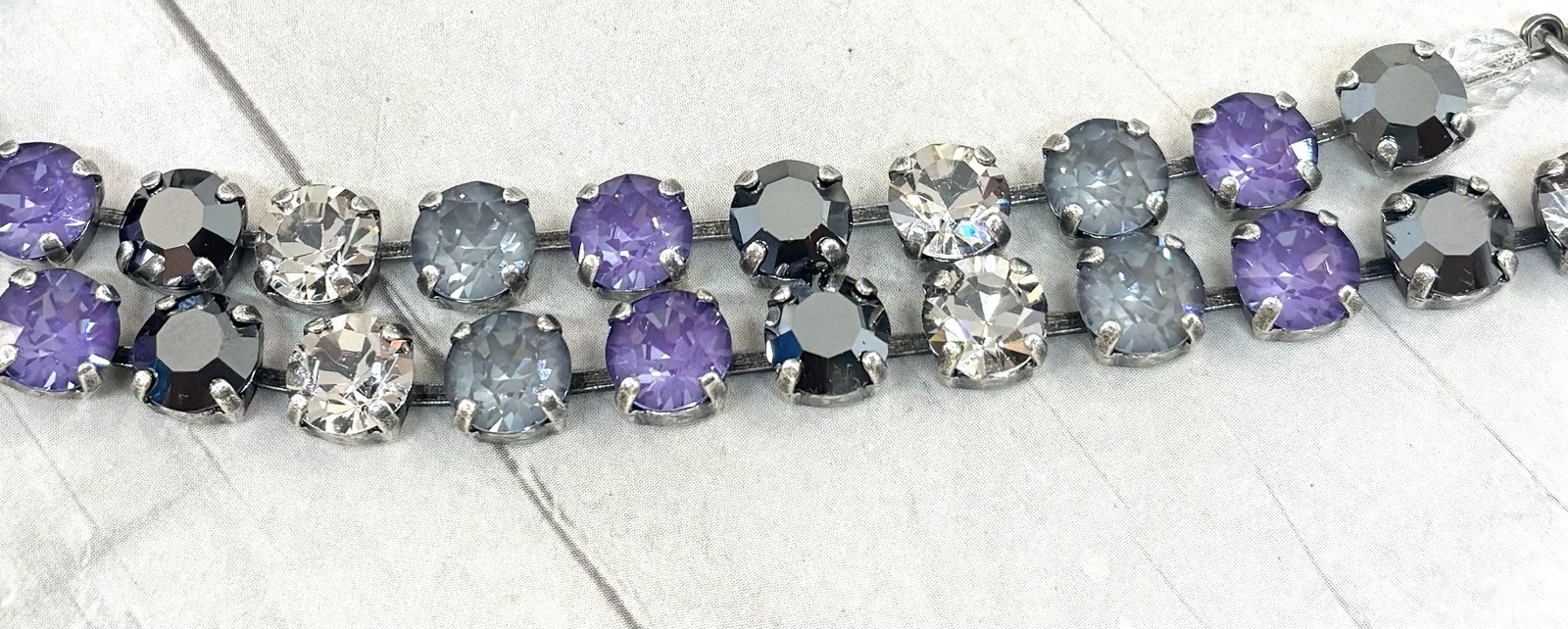 Silver Plated Purple And Gray Cup Chain Tennis Necklace