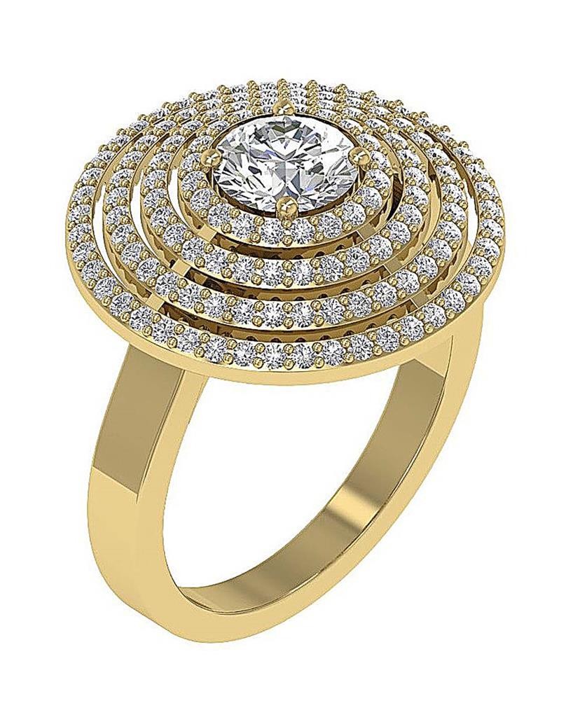 2.00 Ct Right Hand Anniversary Ring Round Cut Diamond 14K Yellow Gold Prong Set