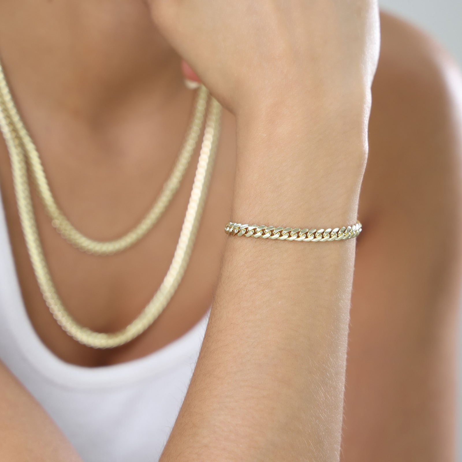14K Yellow Gold Solid 5mm Miami Cuban Link Chain Bracelet Men 7″ 7.5″ 8″ 8.5″ 9″