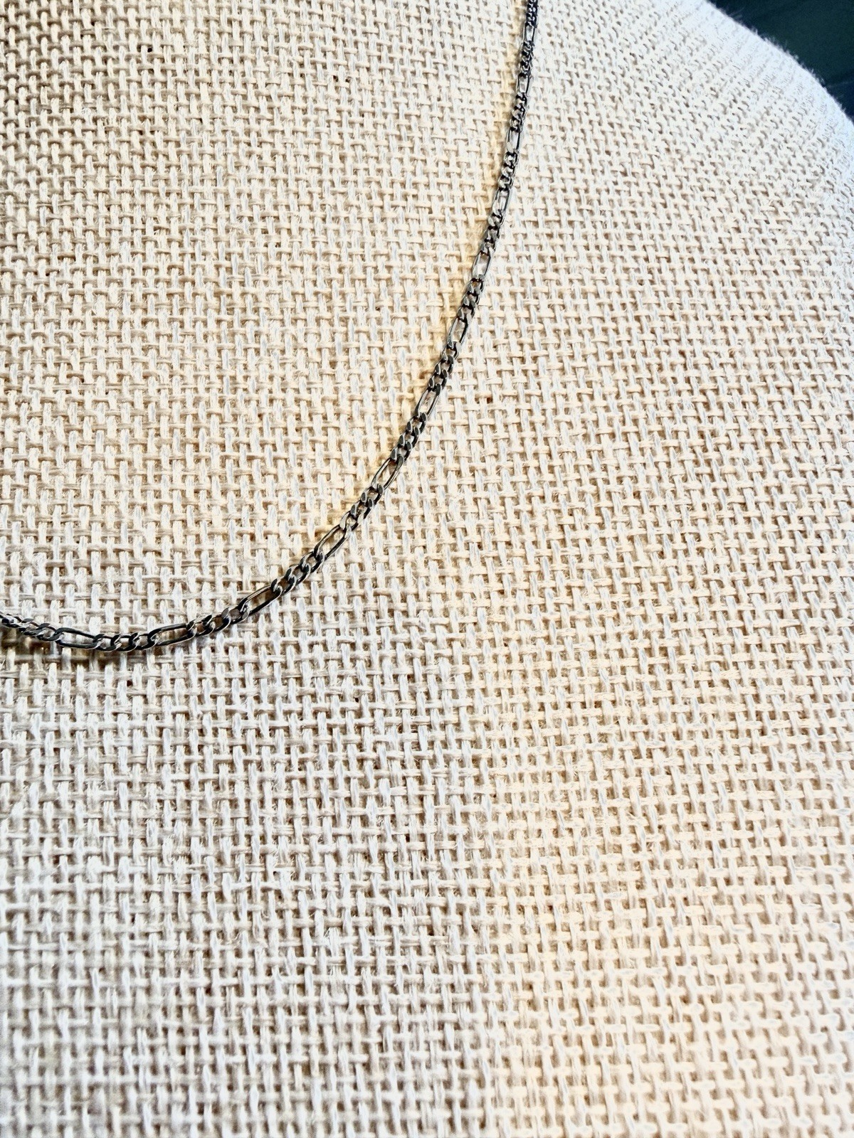 Sterling Silver Necklace. Figaro Link. 17.75in Long 1.8mm Wide. Item Ak