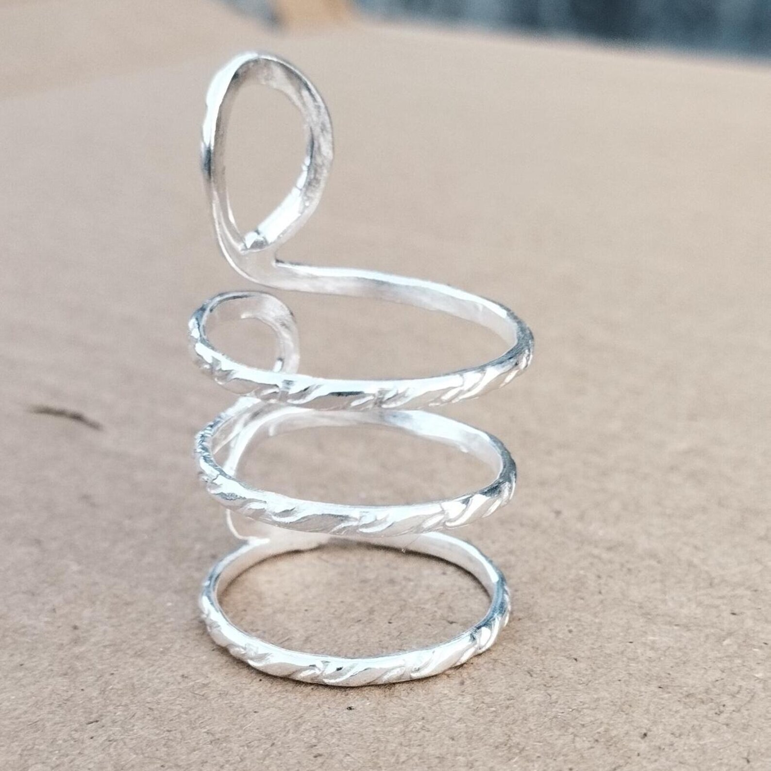 925 Sterling Silver, Solid Silver, Right Hand Ring, Unisex, Full Finger Ring