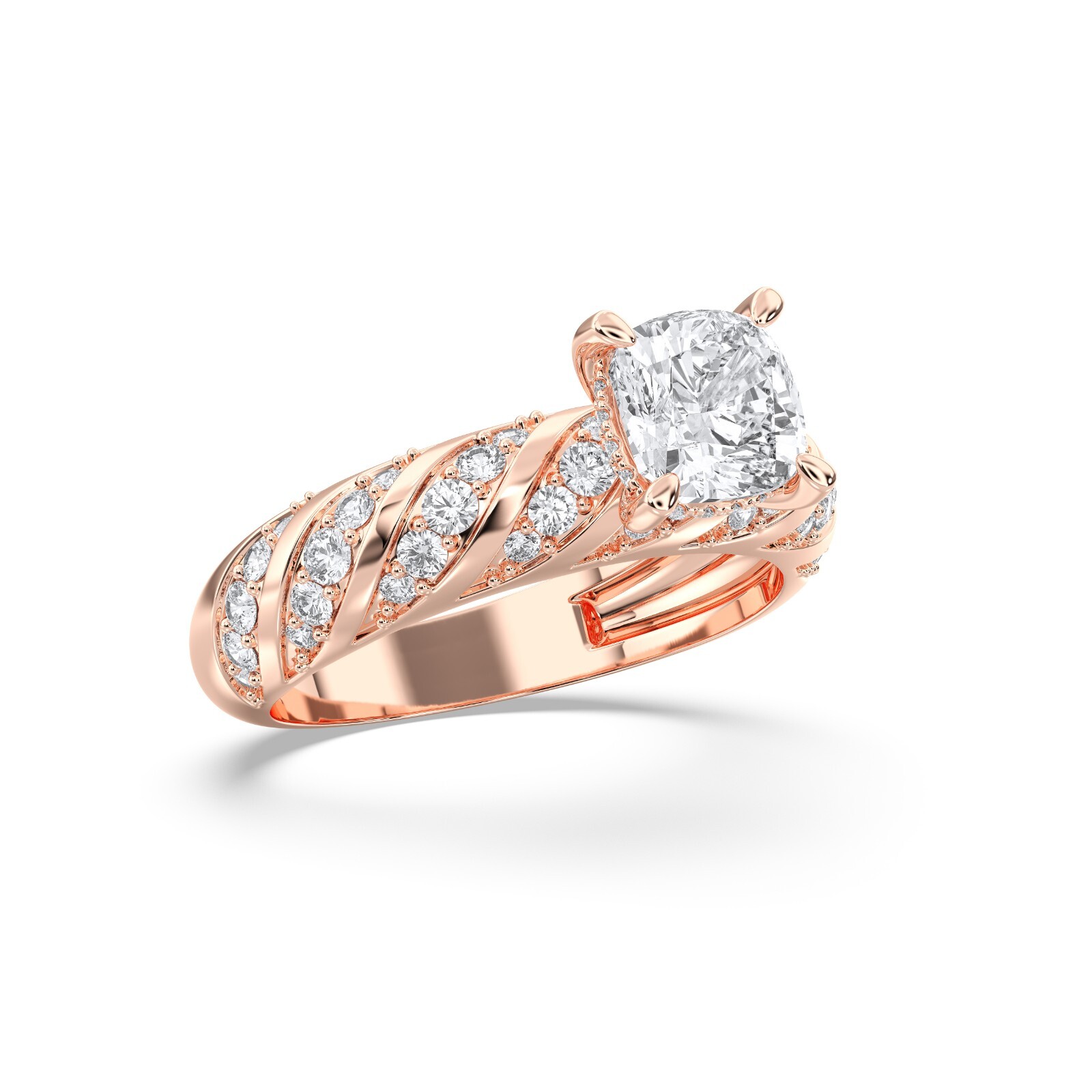 2.60 Carat Cushion Moissanite Stone Luxuries Style Engagement Ring in Silver