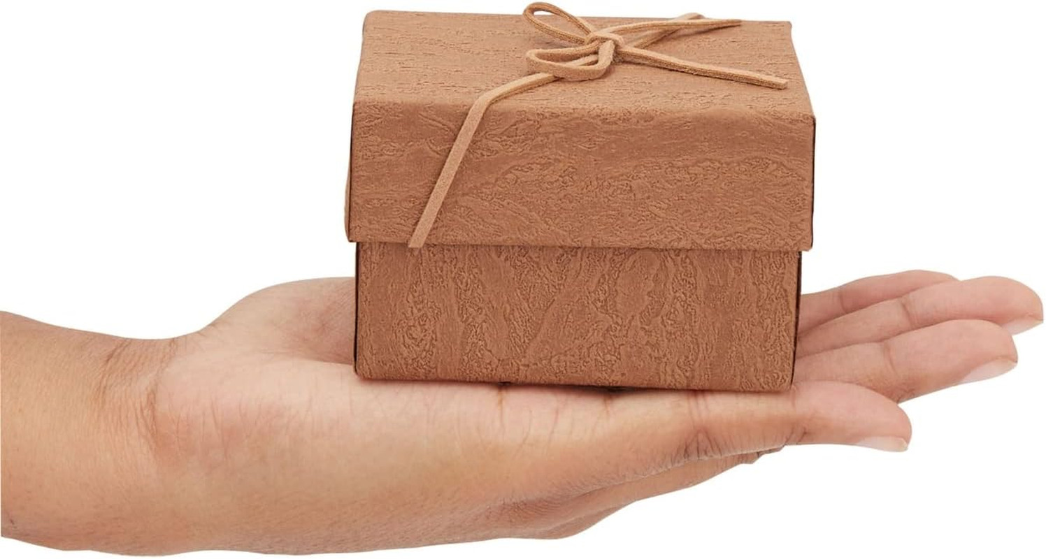 6 PZS Cajas Regalo Pulsera 3.5×3.5×2.3in Carton Marron con Cojín y Lazo