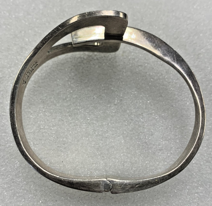 Escorcia Mexico Sterling Silver Modernist Hinged Cuff Bracelet Signed – 138B