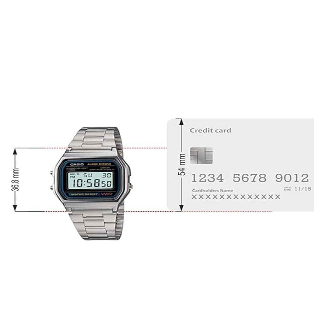Casio Vintage A158WA-1DF Black Digital Dial Silver Stainless Steel Band D011 F S