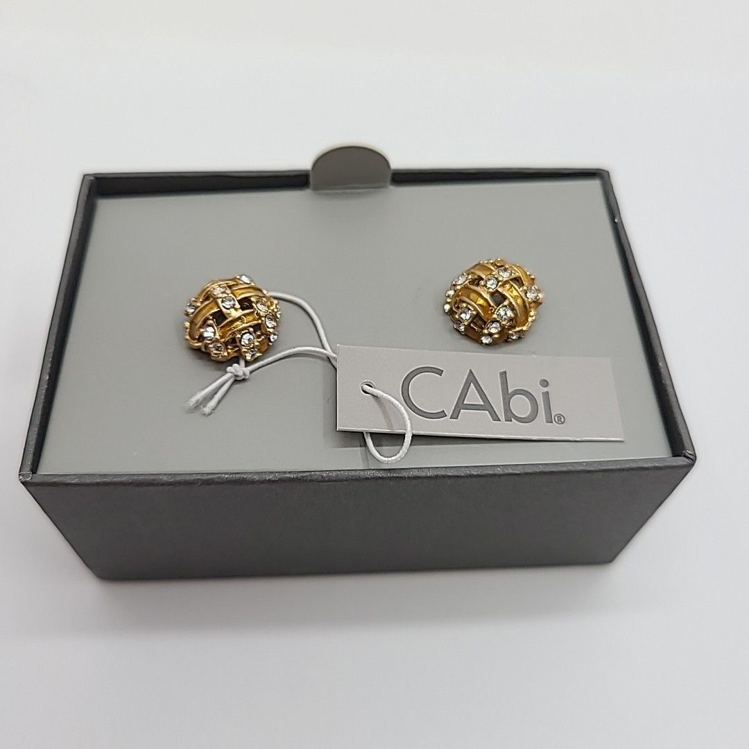 CAbi Carol Anderson Earrings Gold Tone Faux Diamond Nickle Free New In Box Dome