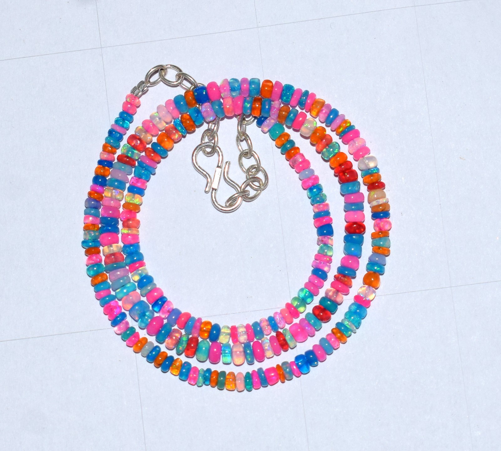 AAA+ Natural Ethiopian Opal Wello Fire Opal Gemstone Beads 16″Necklace M102