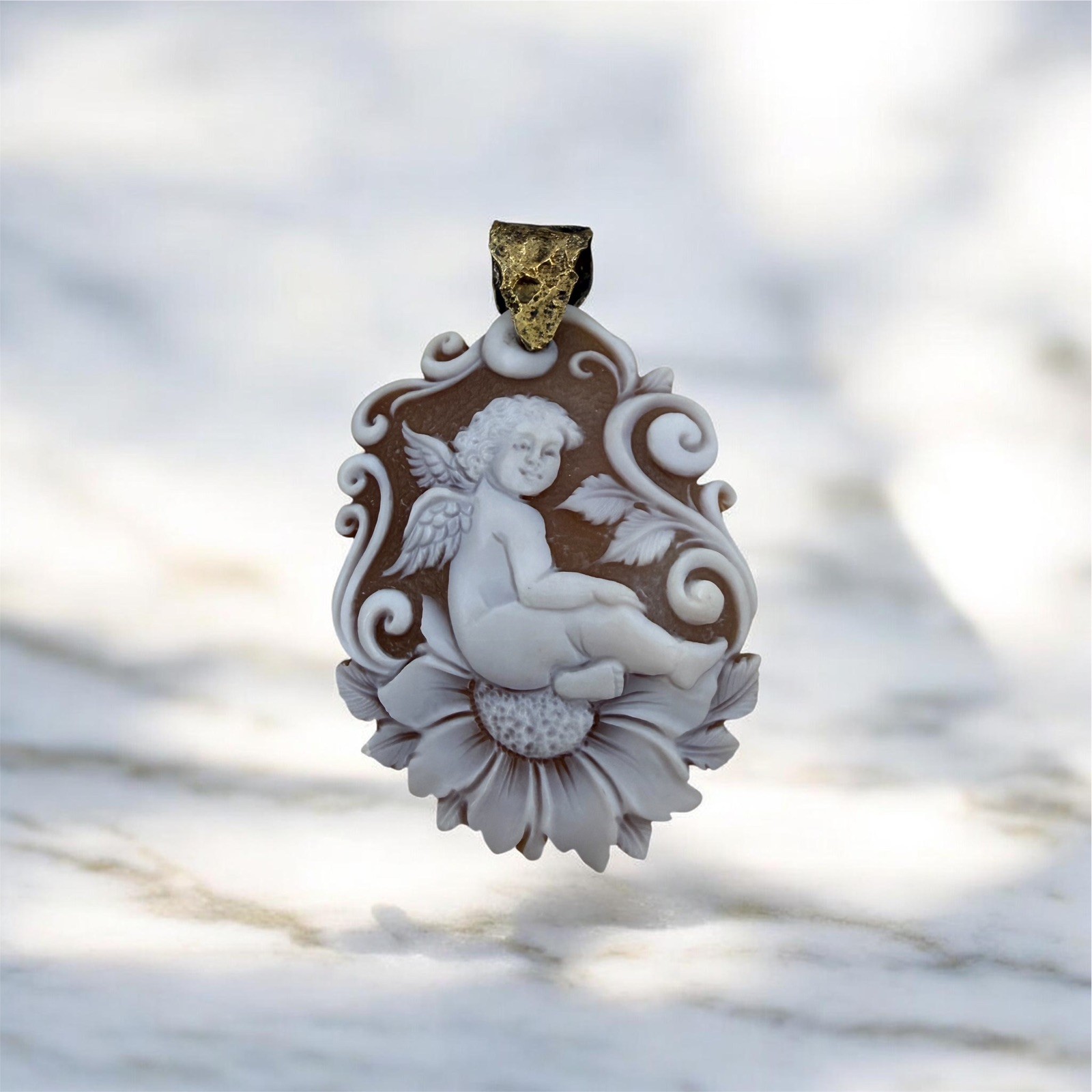 CAMEO PENDANT -SILVER -PUTTINO -Sardonic cameo