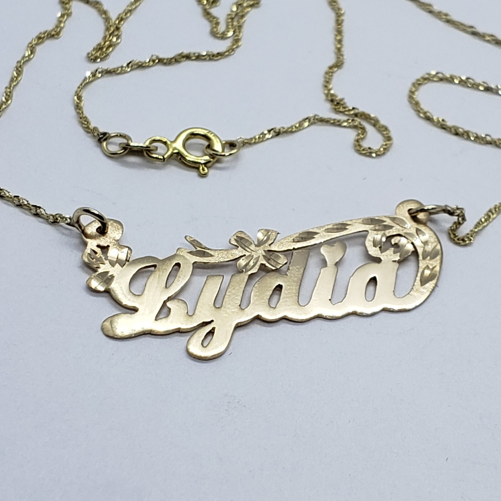 14K Solid Yellow Gold Personalized/Custom Name Pendant with/out Singapore chain