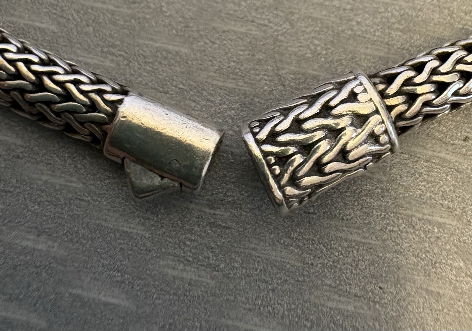 JOHN HARDY Sterling Silver Classic Woven Wheat Necklace 5mm Push Lock Clasp 18”