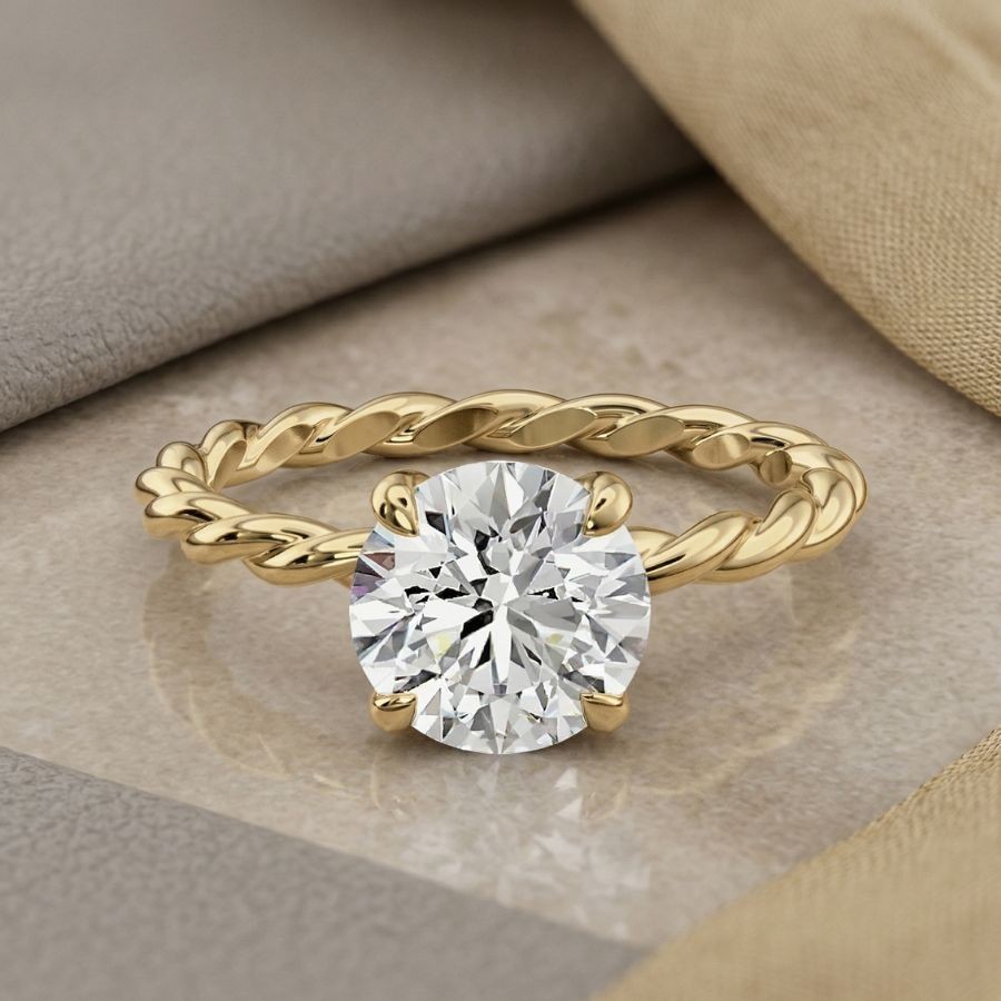 2.00 Ct Round-Cut VS1 Lab Grown Diamond Wedding Engagement Ring 14k Yellow Gold