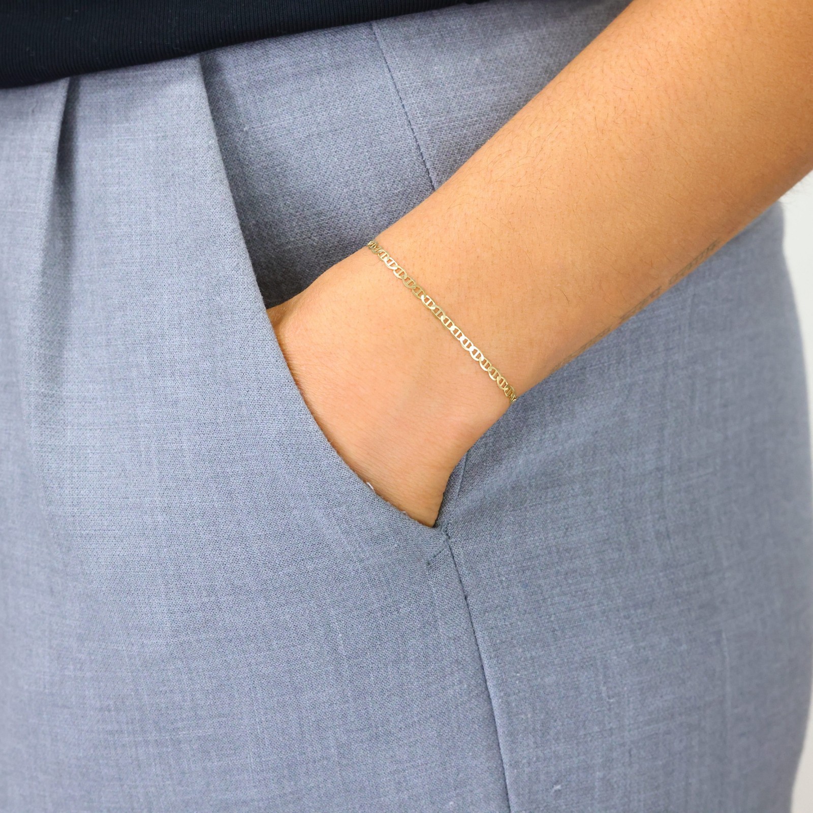 10K Yellow Gold Solid Womens 2.5mm Mariner Anchor Chain Bracelet Anklet 7″ 8″ 9″