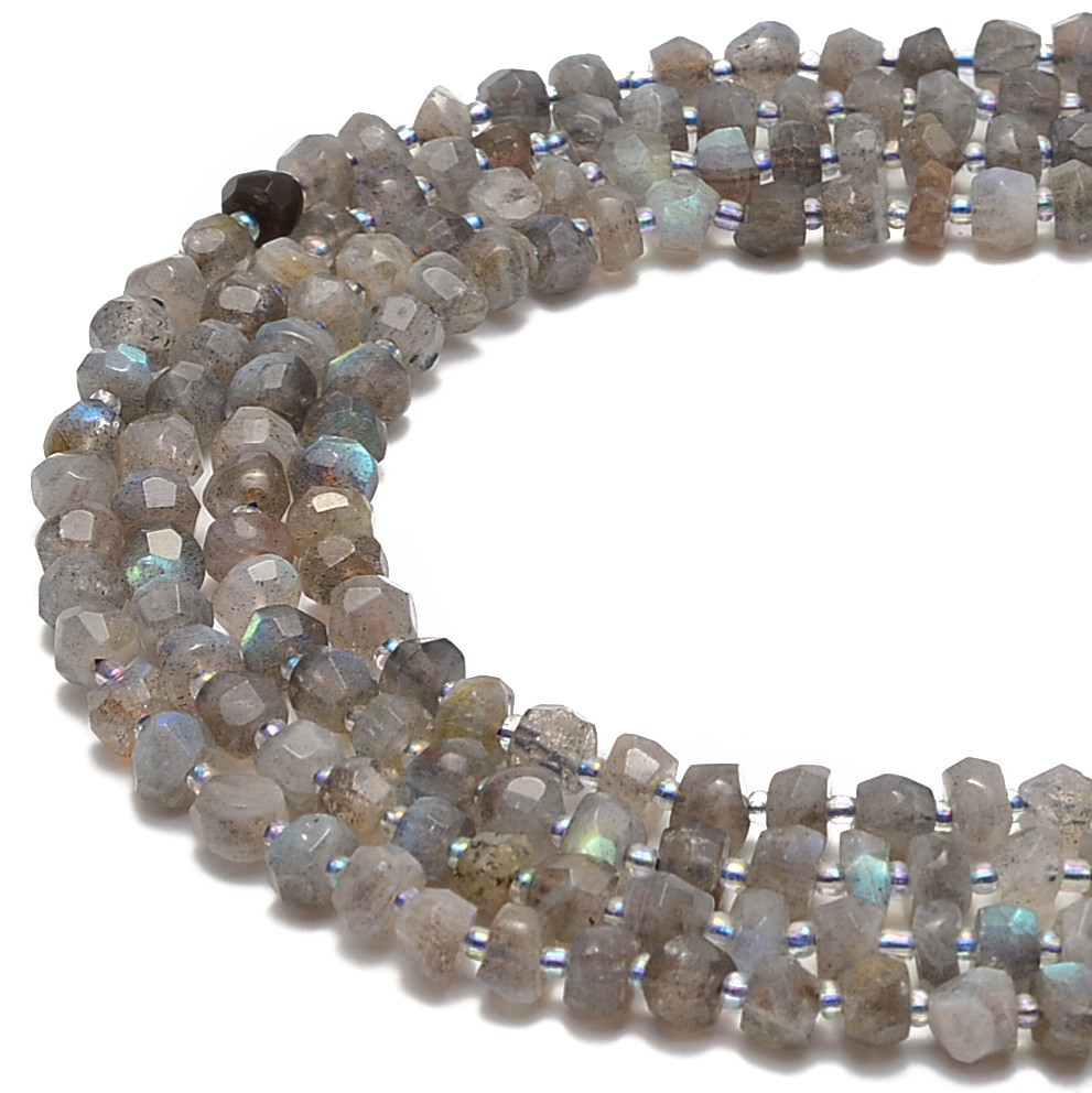 Labradorite Faceted Irregular Rondelle Beads Size 6-7mm 15.5” Strand (6-7mm)
